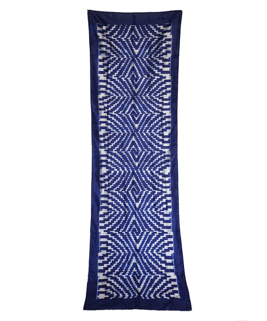 OPTICAL - BLUE Handwoven SILK STOLE-