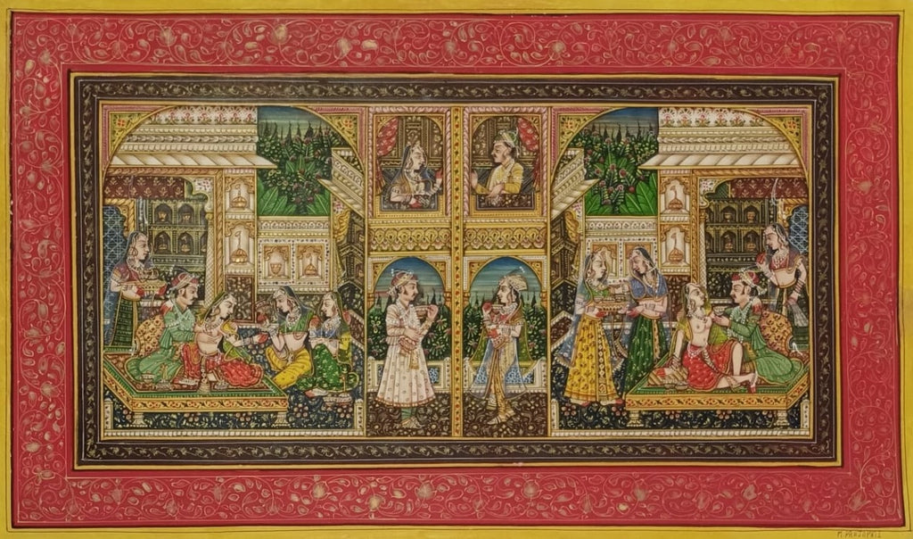 The Mughal Court: Miniature style by Mohan Prajapati-