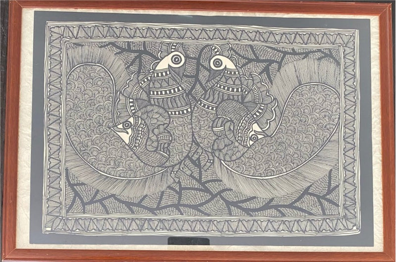 Beautifully Handpainted Madhubani Painting Of The Peacock