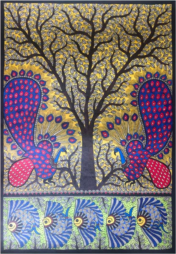 THE TALE OF TWO LOVERS, MADHUBANI PAINTING BY PRATIMA BHARTI-